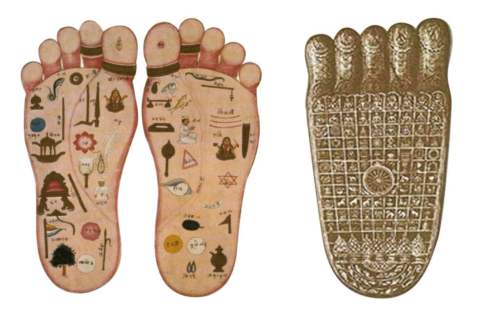 pieds de vischnu, pied de bouddha